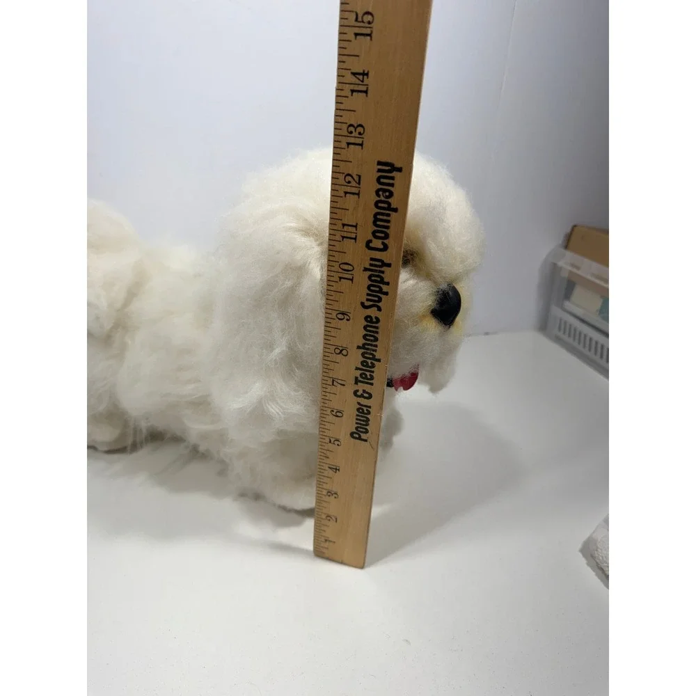 Vintage White Shaggy Plush Dog Stuffed Animal Maltese Bichon Frise Style